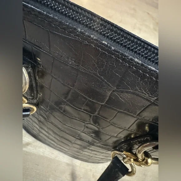 Saks Fifth Avenue Black Croc-Embossed top grain calf leather Crossbody Bag - Picture 9 of 14